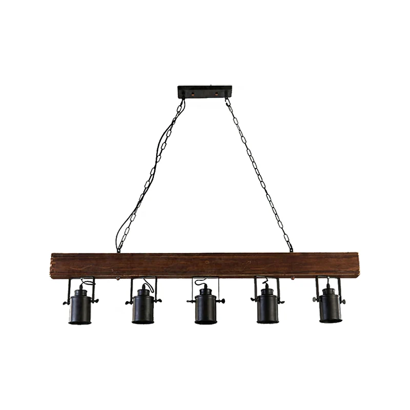 Zwarte cilindereilandlamp, industrieel metaal, 5-lichts keukenhanglamp Clearhalo