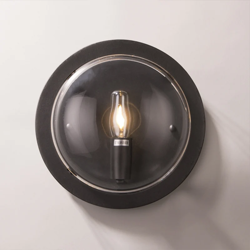 Zwarte cirkelvormige wandkandelaar Modernistisch stijlvol 1-lamps metaal en helder kristal wandmontagelicht voor gang Clea...