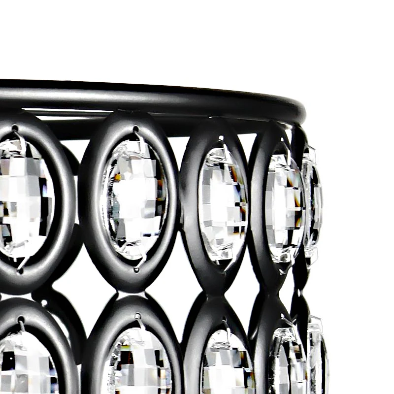 Zwarte Drum Plafondlamp Vintage 3 Lichten Metaal en Kristallen Kroonluchter Licht voor Woonkamer Clearhalo