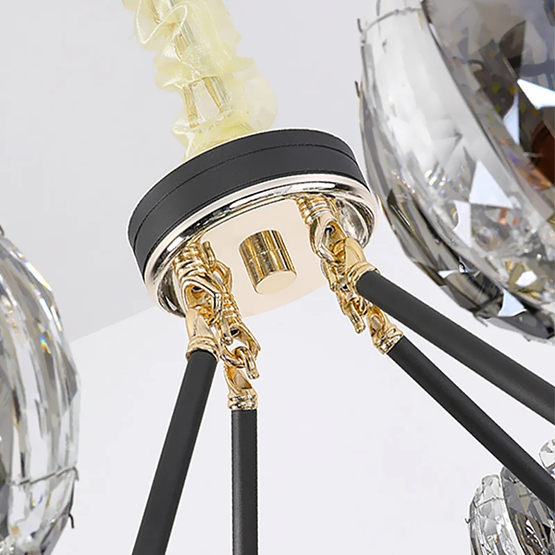 Zwarte Global Kroonluchter Hanglamp Traditionalisme 6/8 Hoofden LED Kristallen Hanglamp voor Woonkamer Clearhalo