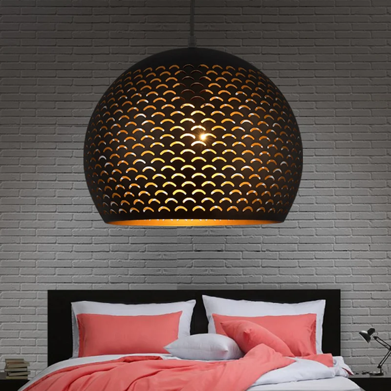 Zwarte Globe Hanglamp Decoratieve Metalen 1 Hoofdslaapkamer Hangende Plafondlamp Clearhalo