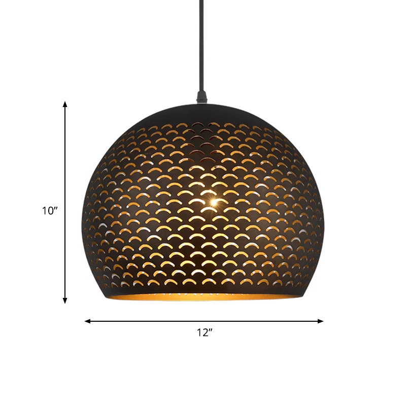 Zwarte Globe Hanglamp Decoratieve Metalen 1 Hoofdslaapkamer Hangende Plafondlamp Clearhalo