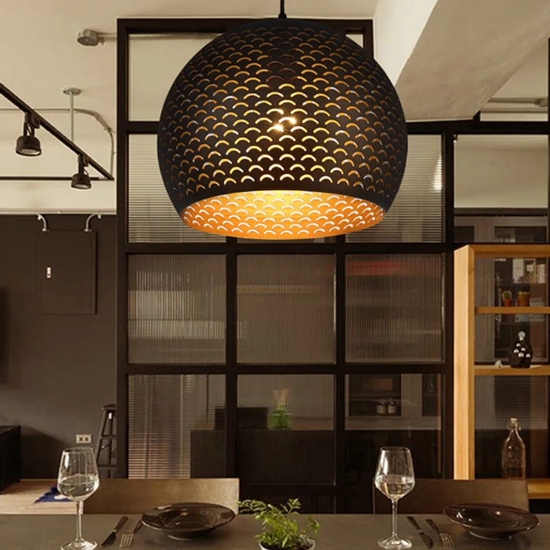 Zwarte Globe Hanglamp Decoratieve Metalen 1 Hoofdslaapkamer Hangende Plafondlamp Clearhalo