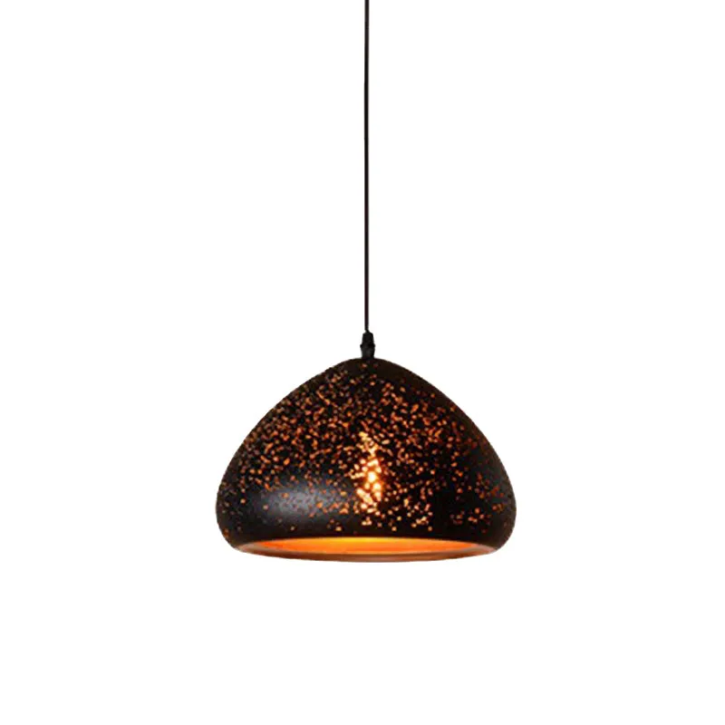 Zwarte kegel/kom hanglamp antieke stijl metaal 1-lichts hanglamp voor binnen met doorboord ontwerp Clearhalo