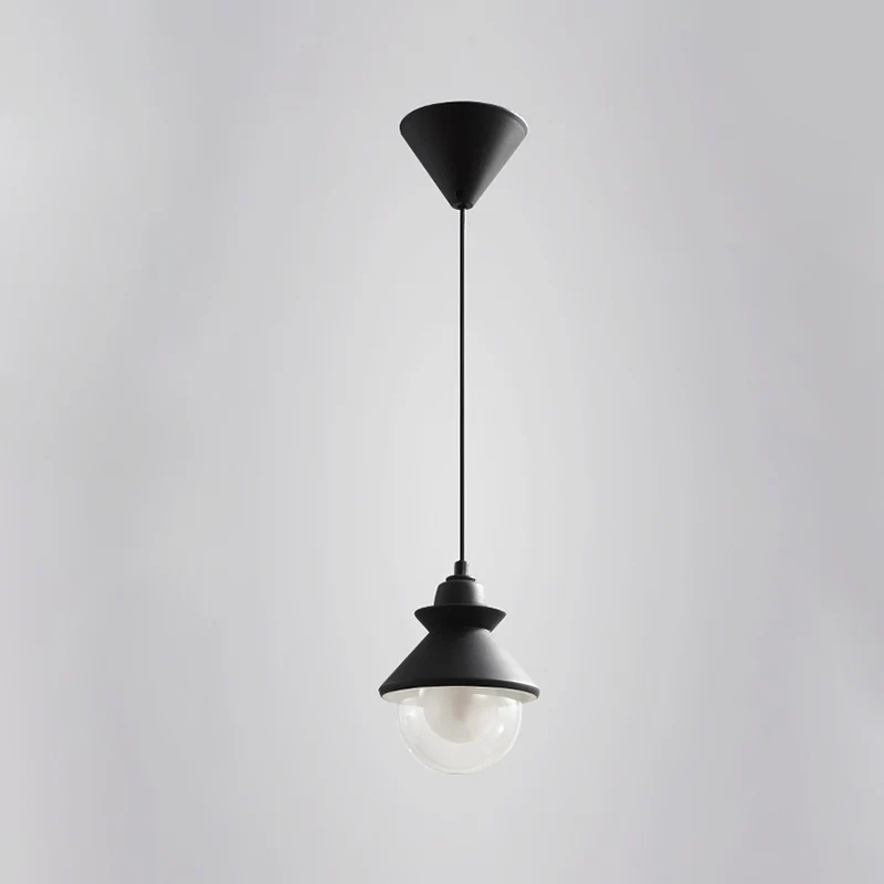 Zwarte kegelvormige hanglamp, modern, 1-lichts metalen hanglampset met helderglazen kap Clearhalo