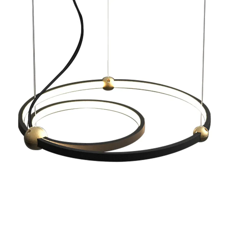 Zwarte kroonluchter Scandinavische stijl, acryl LED-hanglamp warm/wit licht voor restaurant-studeerkamer Clearhalo