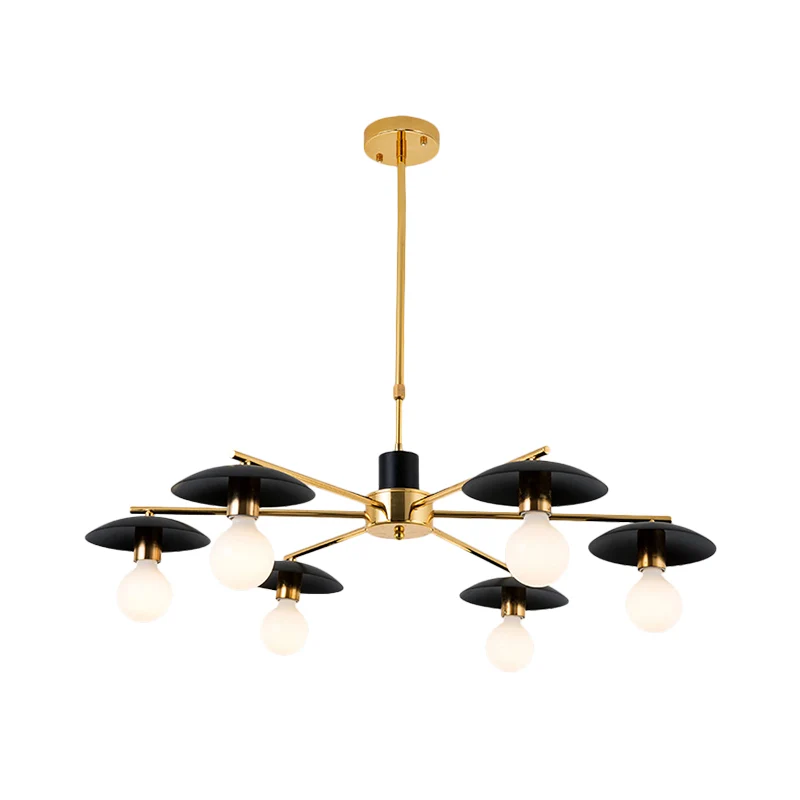 Zwarte lamp kroonluchter verlichting post moderne 6/8 lampen matglazen plafond hanglamp Clearhalo