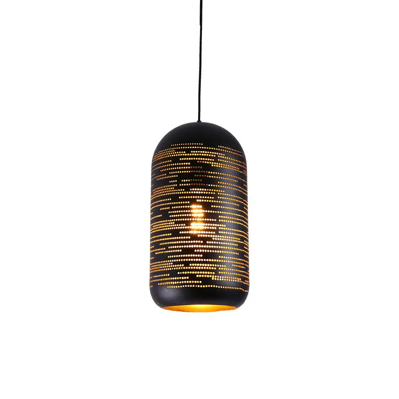 Zwarte lasergesneden wintermeloen hanglamp Loft-stijl metalen 1-lichts 4"/8" brede bistro-hanglamp Clearhalo