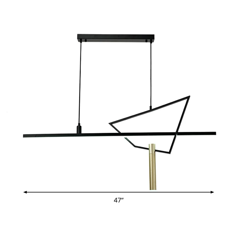 Zwarte lineaire kroonluchterlamp Minimalistische metalen LED hangende hanglamp voor leeszaal Clearhalo