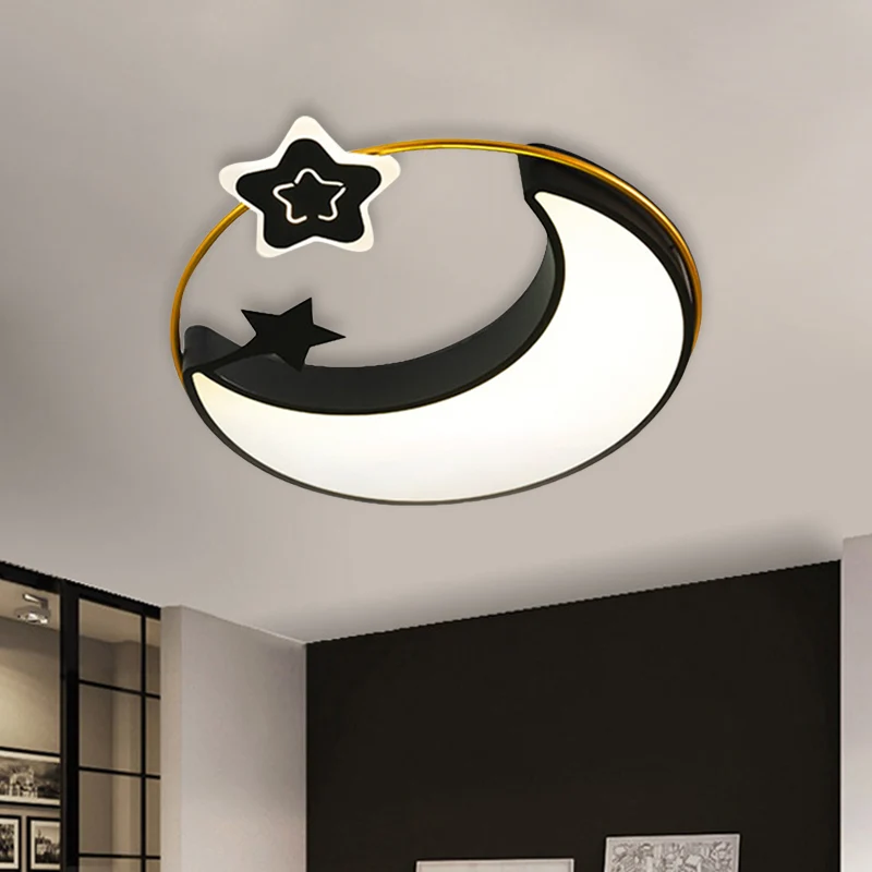 Zwarte Maan en Ster Inbouw Hedendaagse LED Acryl Verlichtingsarmatuur dicht bij het plafond Clearhalo