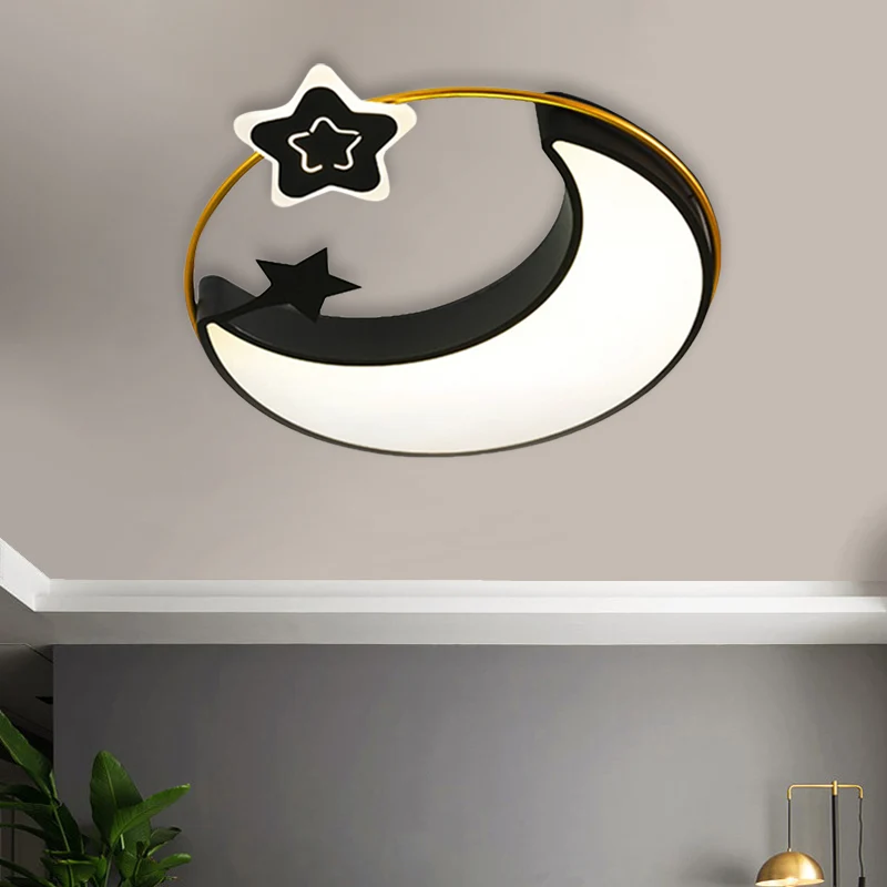 Zwarte Maan en Ster Inbouw Hedendaagse LED Acryl Verlichtingsarmatuur dicht bij het plafond Clearhalo