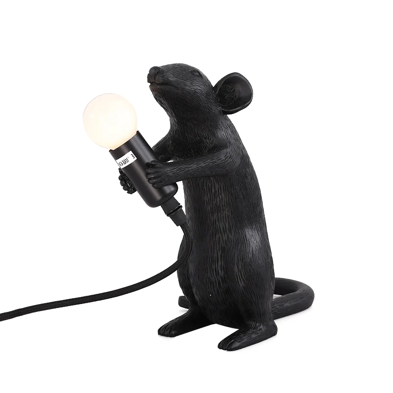 Zwarte nachttafellamp met 1 lamp, traditionele hars staande muisvormige bureaulamp voor woonkamer Clearhalo