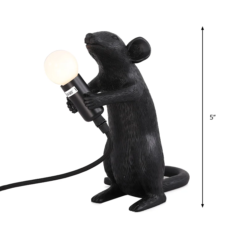 Zwarte nachttafellamp met 1 lamp, traditionele hars staande muisvormige bureaulamp voor woonkamer Clearhalo