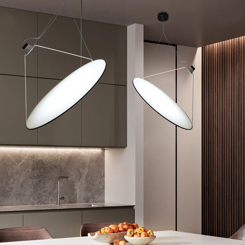 Zwarte ovale plafondhanger, minimalistische LED-paneel acrylkroonluchter warm licht Clearhalo