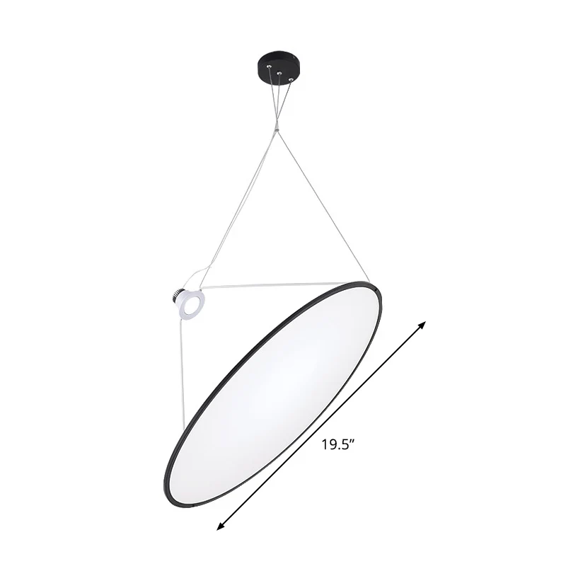 Zwarte ovale plafondhanger, minimalistische LED-paneel acrylkroonluchter warm licht Clearhalo