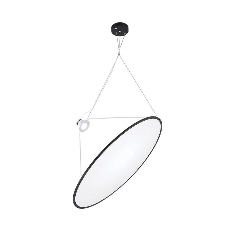 Zwarte ovale plafondhanger, minimalistische LED-paneel acrylkroonluchter warm licht Clearhalo