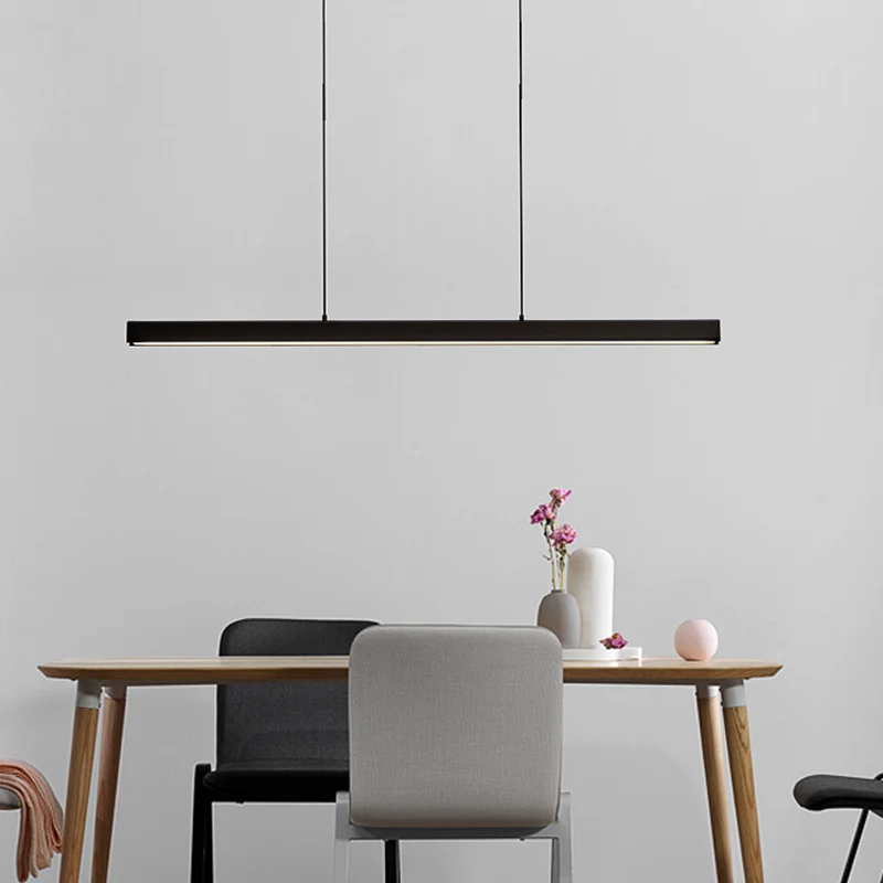 Zwarte plafondlamp bar moderne stijl LED acryl hanglamp boven eiland, 23,5"/31,5"/39" breed Clearhalo