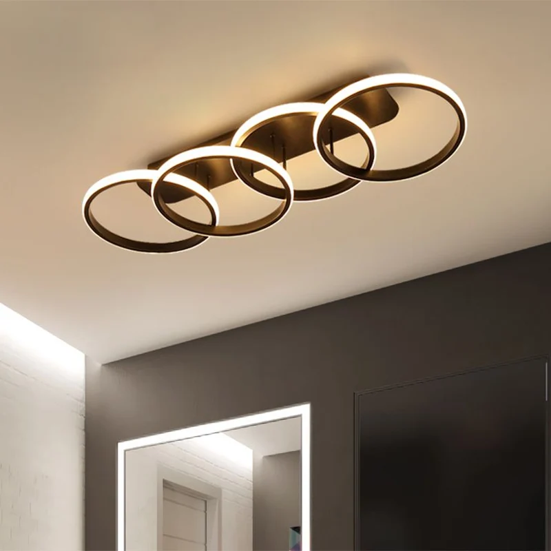 Zwarte ringen semi-inbouwlicht Nordic LED metallic inbouwverlichting voor woonkamer (de aanpassing duurt 7 dagen) Clearhalo