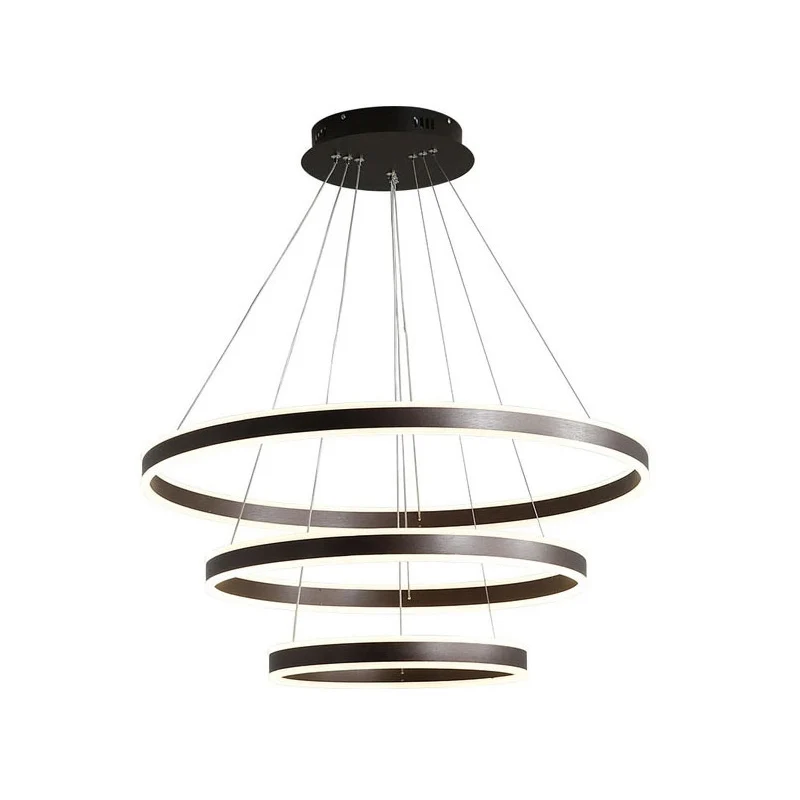 Zwarte ronde kroonluchter, eenvoudig 3-lichts acryl LED-ophanging boven eettafel Clearhalo