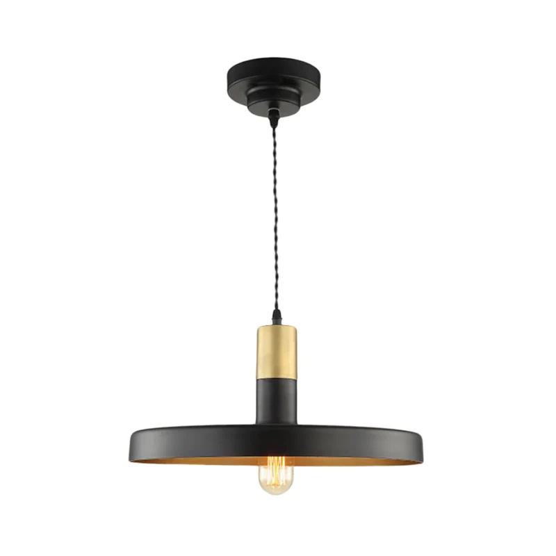 Zwarte ronde lampenkap hanglamp modern stijlvol metaal 1 lamp eetkamer hangend plafondlamp Clearhalo