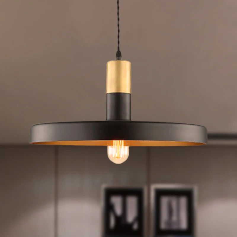 Zwarte ronde lampenkap hanglamp modern stijlvol metaal 1 lamp eetkamer hangend plafondlamp Clearhalo