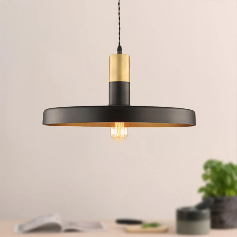 Zwarte ronde lampenkap hanglamp modern stijlvol metaal 1 lamp eetkamer hangend plafondlamp Clearhalo
