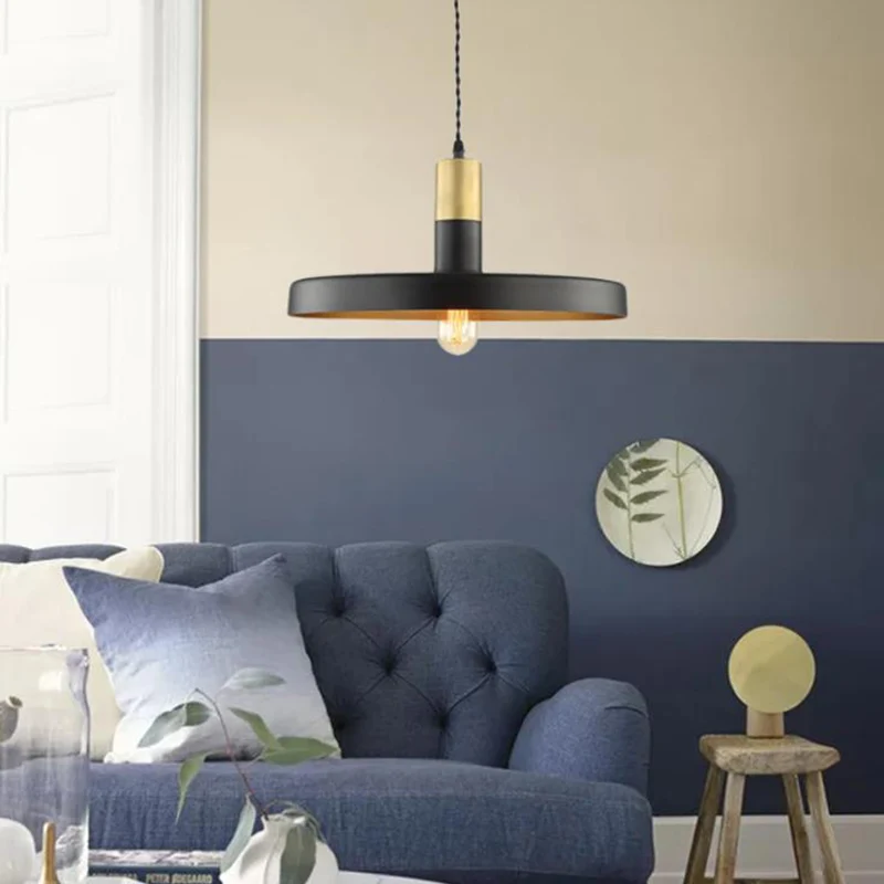 Zwarte ronde lampenkap hanglamp modern stijlvol metaal 1 lamp eetkamer hangend plafondlamp Clearhalo