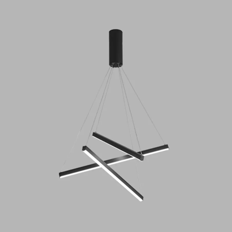 Zwarte Sticks LED-kroonluchterlicht Nieuwigheid Minimalistische metalen hanglamp voor lobby Clearhalo