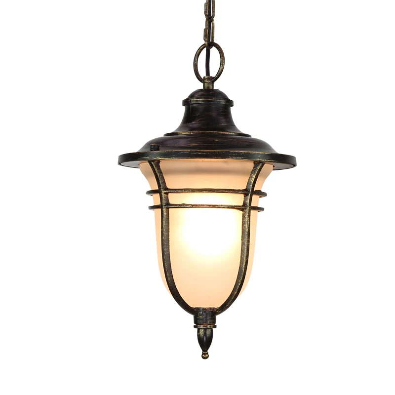 Zwarte urnvormige neerwaartse verlichting Lodge matglas enkele lamp balkon plafond hanglamp Clearhalo