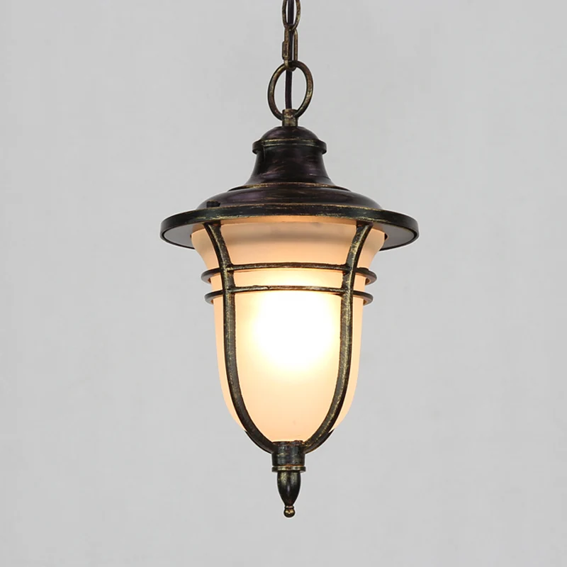 Zwarte urnvormige neerwaartse verlichting Lodge matglas enkele lamp balkon plafond hanglamp Clearhalo