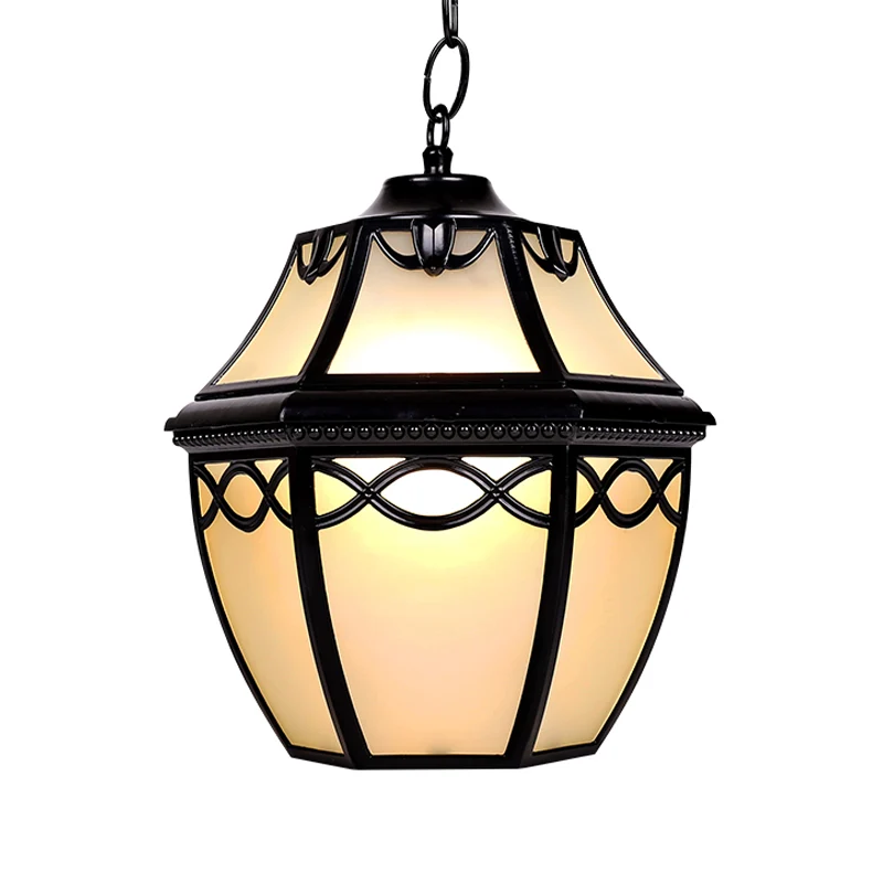 Zwarte vogelkooi hangende hanglamp Cottage wit glas 1-lamps binnenplaats hangende plafondlamp Clearhalo