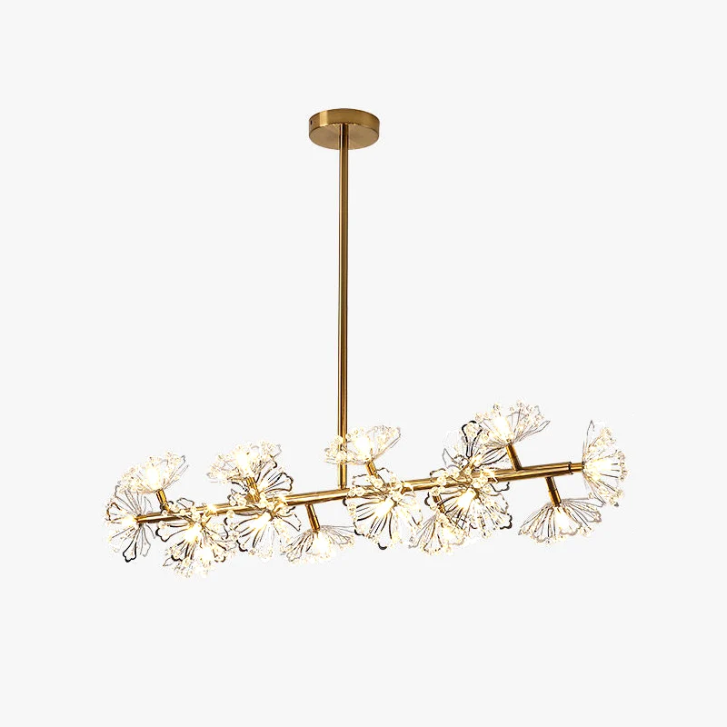 Zwart/gouden bloemen eiland hangende armatuur Moderne 16-koppige kristallen hangende plafondlamp Clearhalo