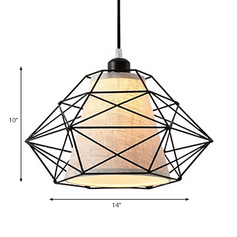 Zwart/Gouden Diamanten Plafondlamp 1 Licht Moderne Draadgekooide Hanglamp voor Eetkamer Clearhalo