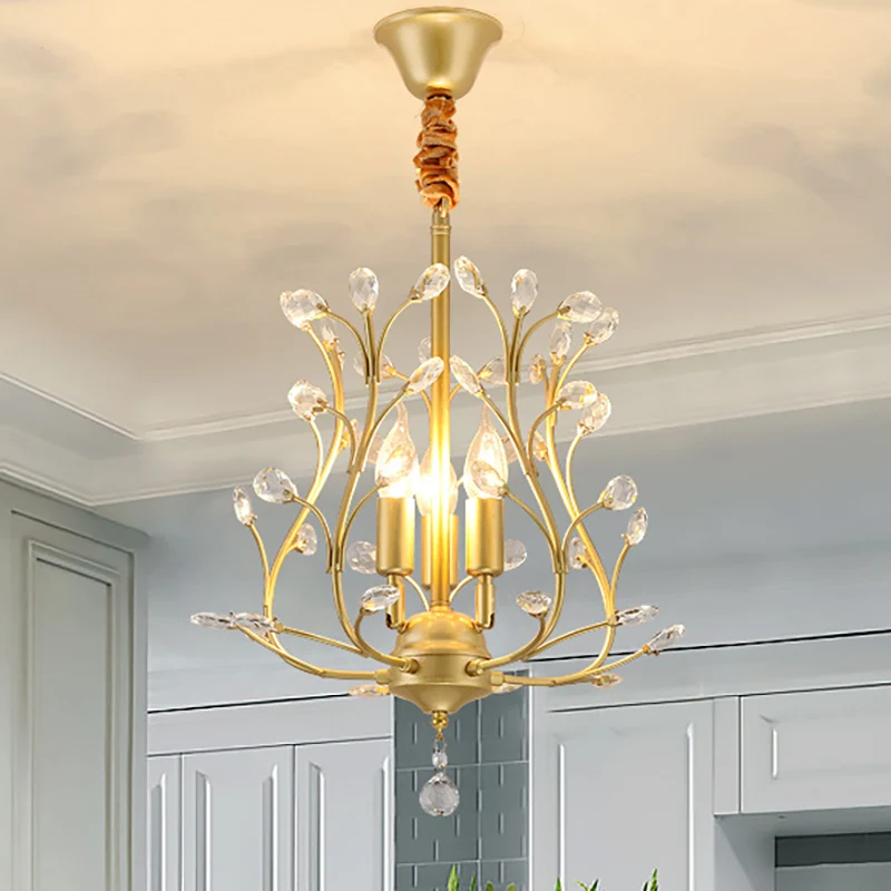 Zwart/Gouden Tak Kroonluchter Licht Modernisme Kristal 3 Lampen Hanglamp voor Eetkamer Clearhalo