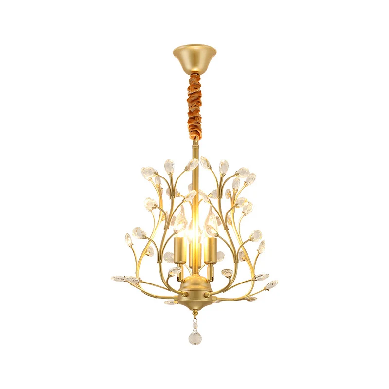 Zwart/Gouden Tak Kroonluchter Licht Modernisme Kristal 3 Lampen Hanglamp voor Eetkamer Clearhalo