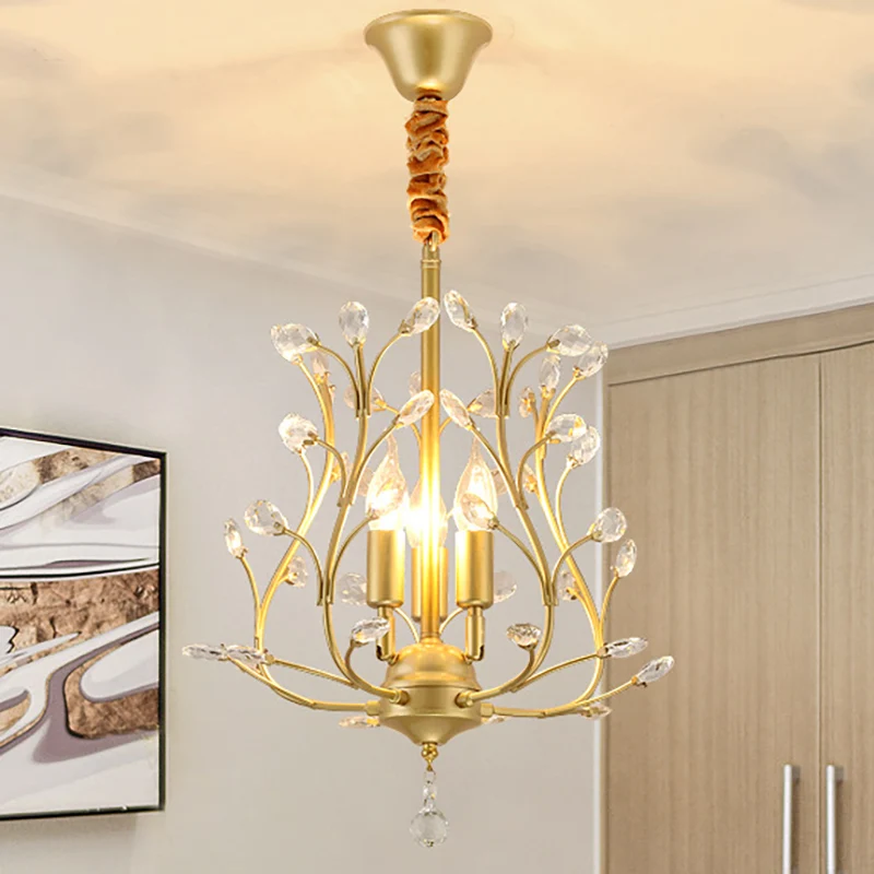 Zwart/Gouden Tak Kroonluchter Licht Modernisme Kristal 3 Lampen Hanglamp voor Eetkamer Clearhalo