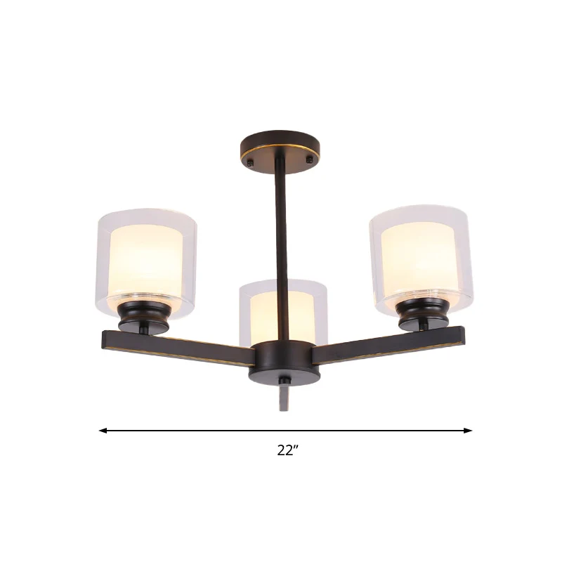Zwart/Goud/Zilver Cilinder Kroonluchter Lamp Modern 3/6/8 Lichten Helder Glazen Plafond Hangende Armatuur met Radiaal Ontw...