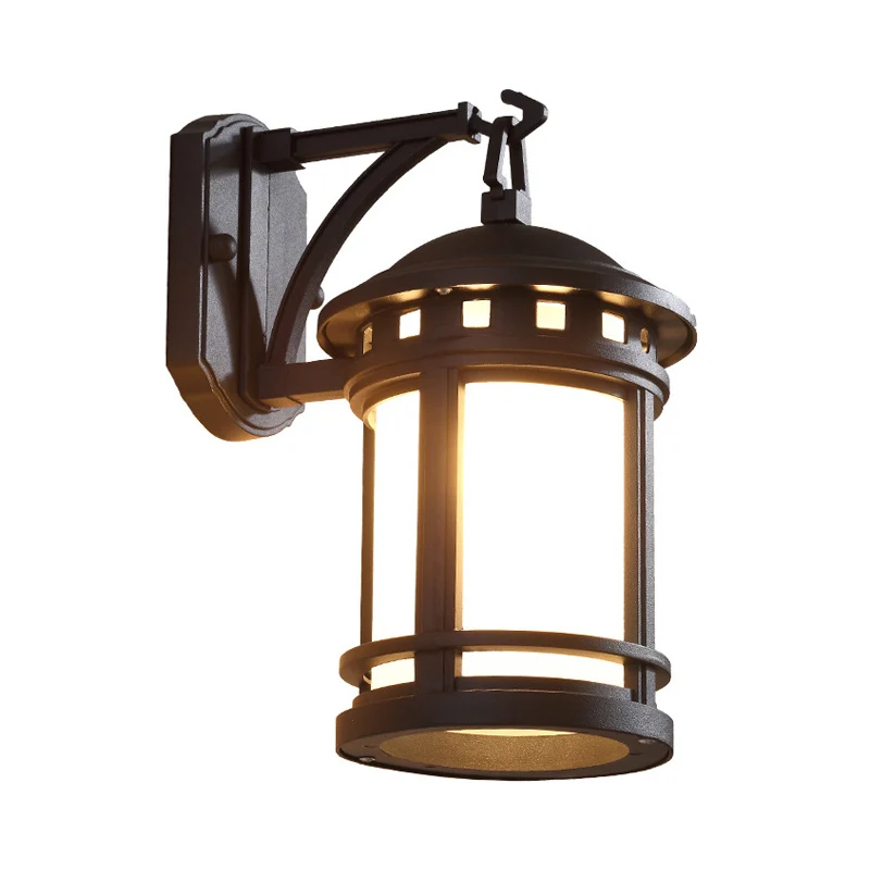 Zwart/Koffie 1 Lamp Wandmontage Verlichting Landelijke Witte Glazen Cilinder Wandlamp Voor Binnenplaats Clearhalo