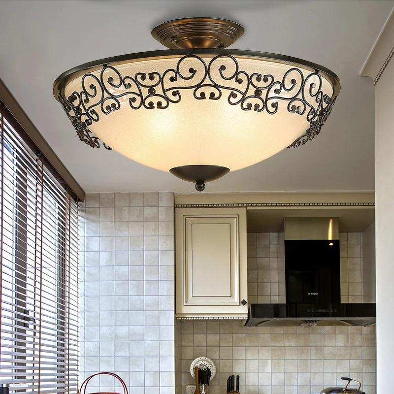 Zwart/messing komvormige semi-inbouw klassieke matglazen 3/5-lichts slaapkamerplafondlamp Clearhalo