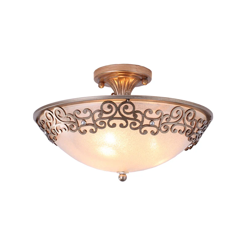 Zwart/messing komvormige semi-inbouw klassieke matglazen 3/5-lichts slaapkamerplafondlamp Clearhalo