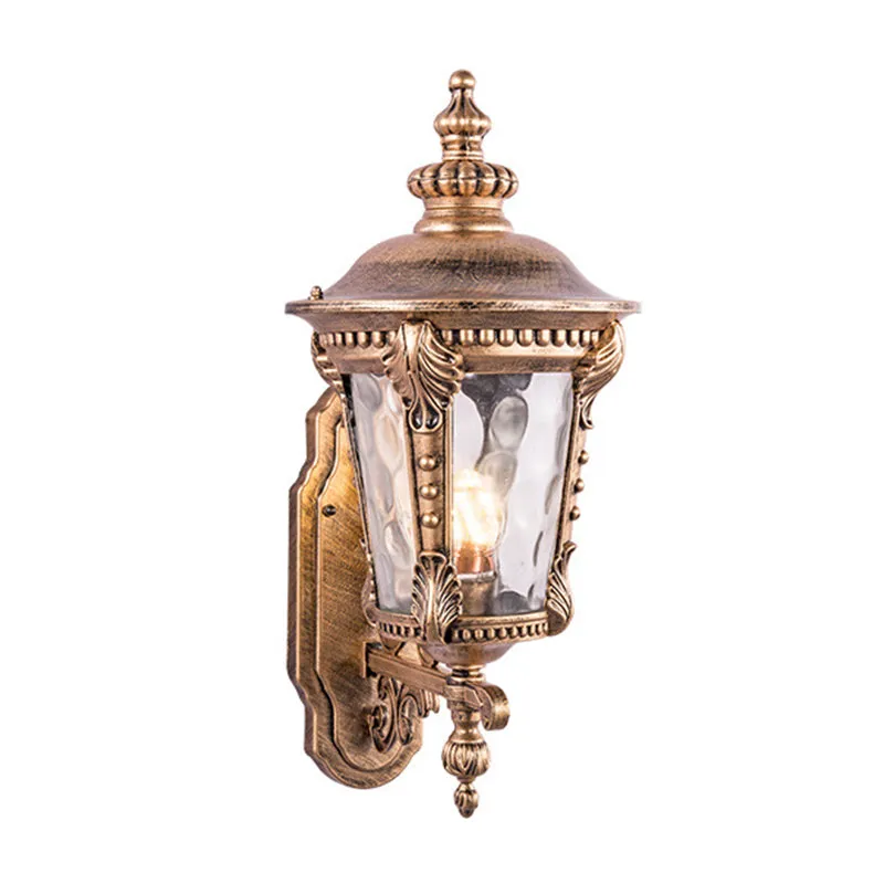 Zwart/messing taps toelopende blaker licht retro ingedeukt glas 1 kop kleine/grote patio wandgemonteerde lamp Clearhalo