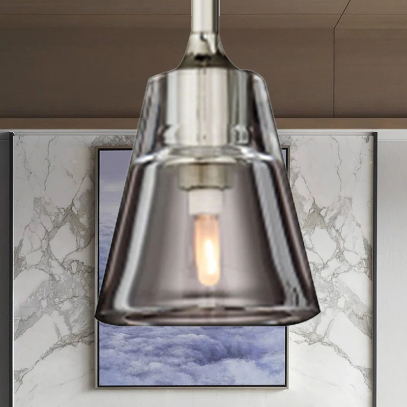 Zwart/messing/chroom kegel hanglamp post modernistische led dubbele rookglazen plafondlamp Clearhalo