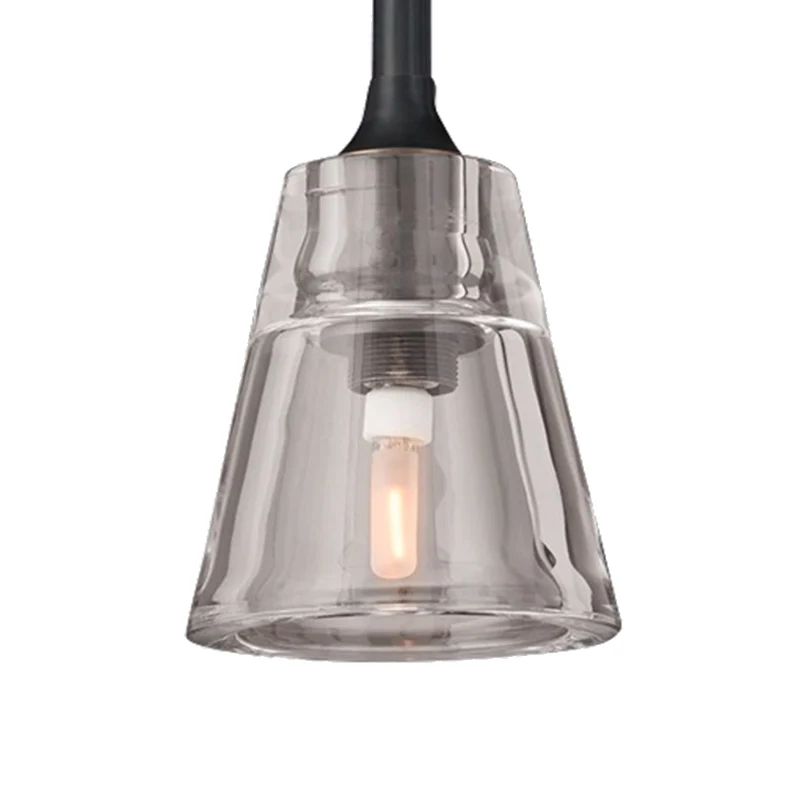 Zwart/messing/chroom kegel hanglamp post modernistische led dubbele rookglazen plafondlamp Clearhalo