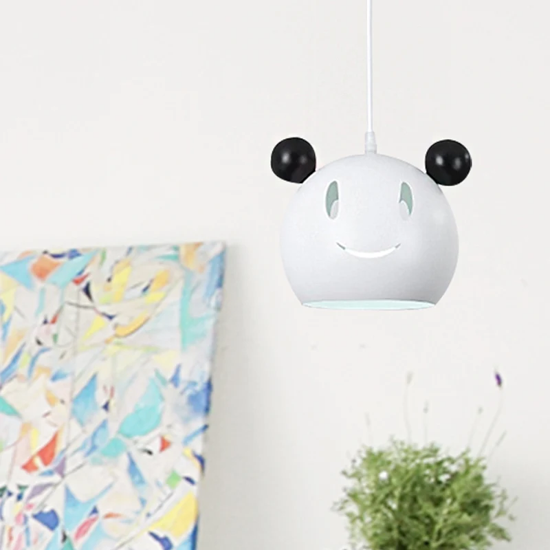 Zwart-wit Panda hanglamp 1 licht dier metalen ophanglamp voor badkamer Clearhalo