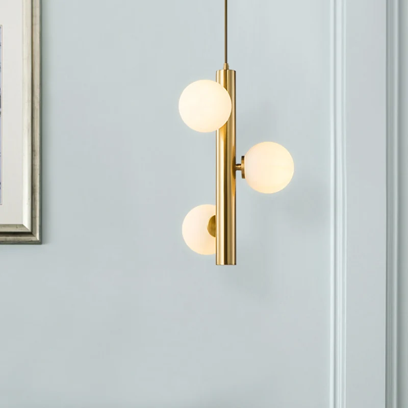 Zwart/Wit/Goud Lineaire Kroonluchter Licht Eenvoud 3 Lichten Wit Glazen Hangende Hanglamp Clearhalo