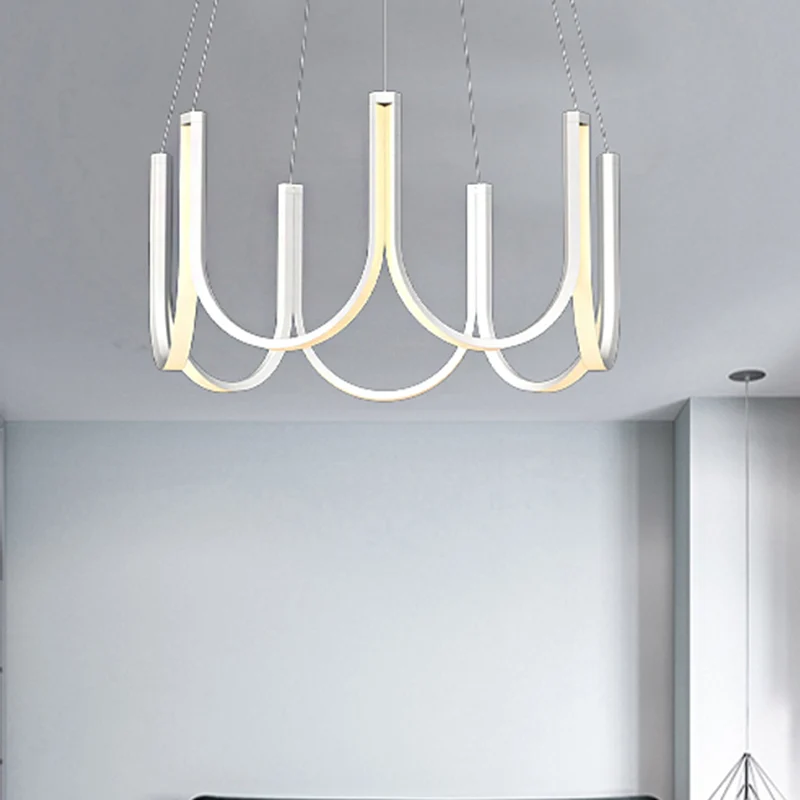 Zwart/Wit/Goud U-vormige kroonluchterlamp Hedendaagse LED-acrylplafondhanger wit/warm licht Clearhalo