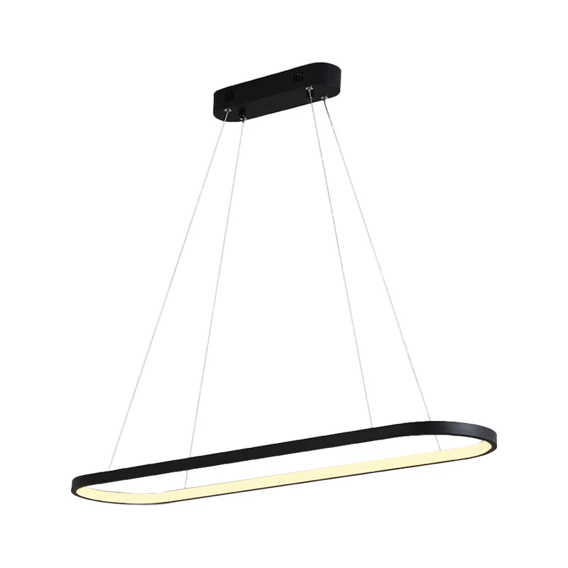 Zwart/witte ellips hanglamp Simplicity 27"/35,5" L LED metalen eilandlamp boven eettafel Clearhalo