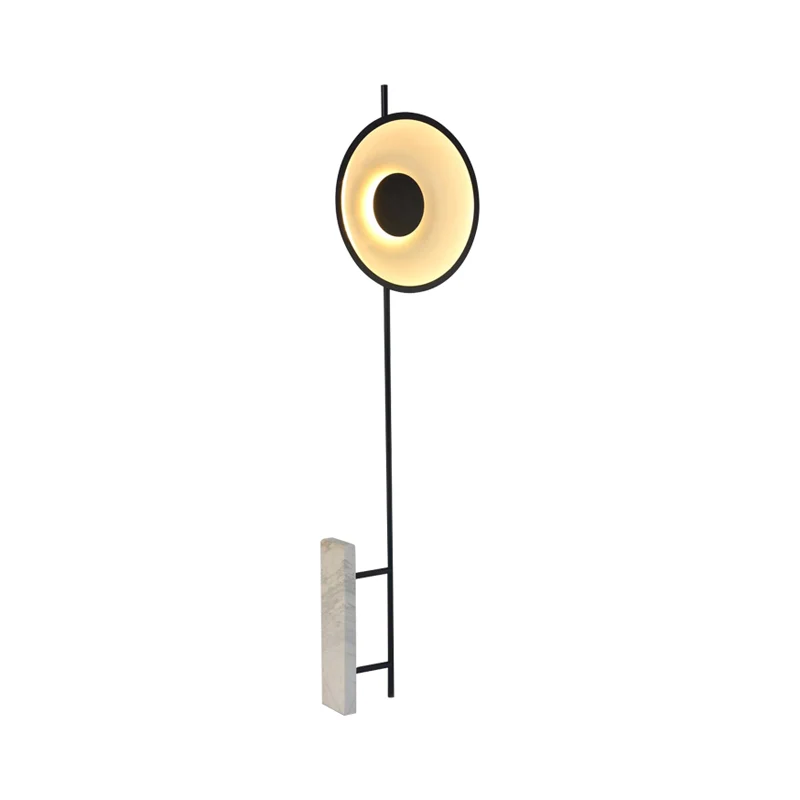 Zwart/witte ronde LED-vloerlamp Nieuwigheid Minimalistische marmeren staande lamp voor slaapkamer Clearhalo