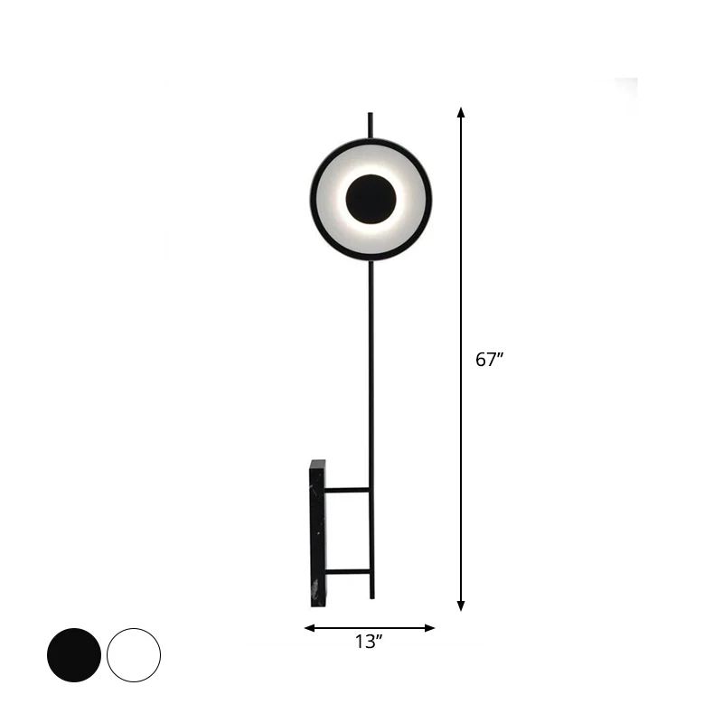 Zwart/witte ronde LED-vloerlamp Nieuwigheid Minimalistische marmeren staande lamp voor slaapkamer Clearhalo