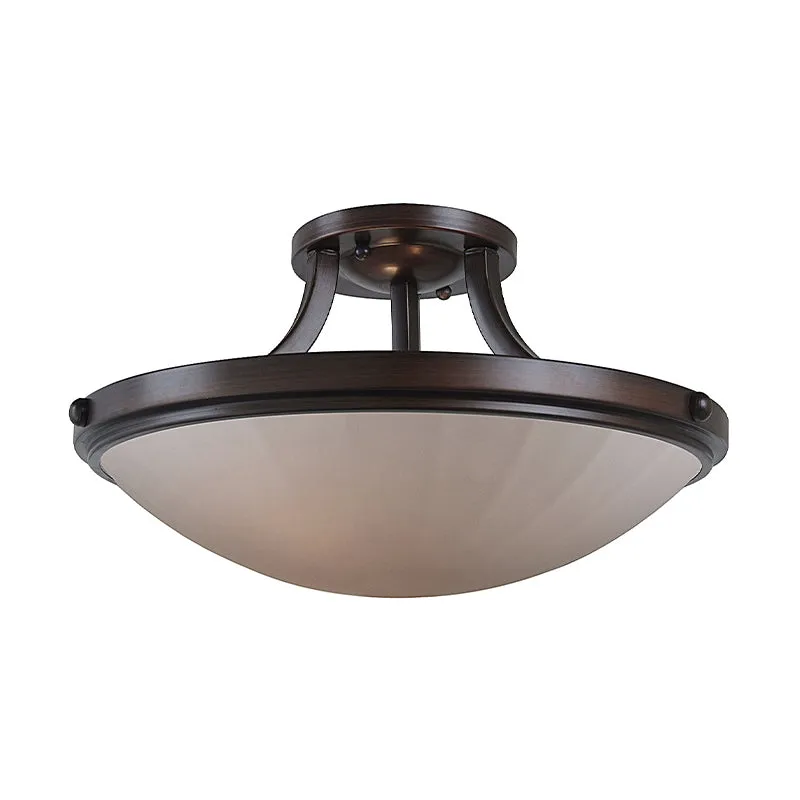Zwart/zilveren 3-lichts semi-inbouw klassieke matglazen kom inbouwlamp voor slaapkamer Clearhalo
